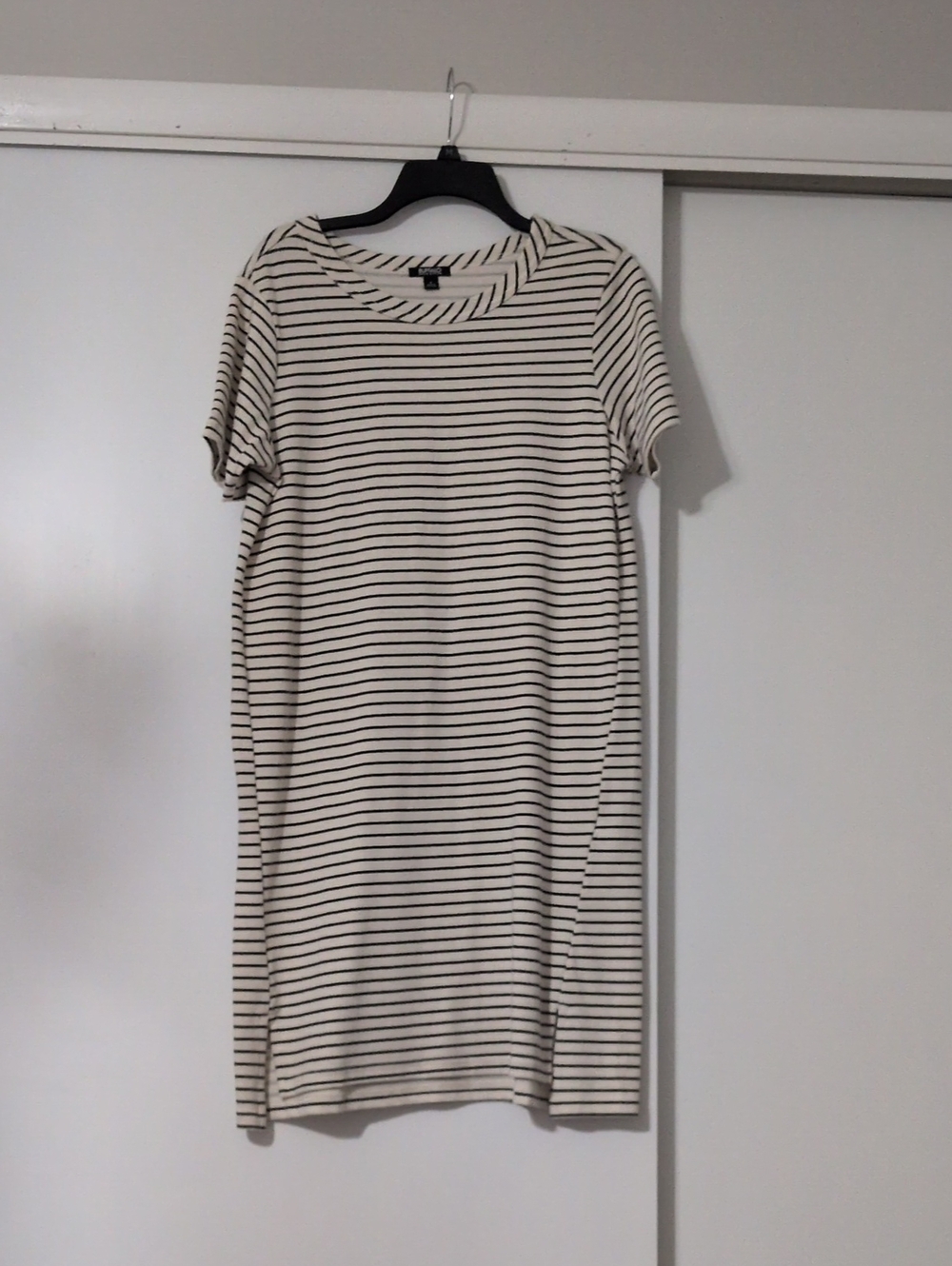 Buffalo David Bitton Cream and Black Striped Midi Dress